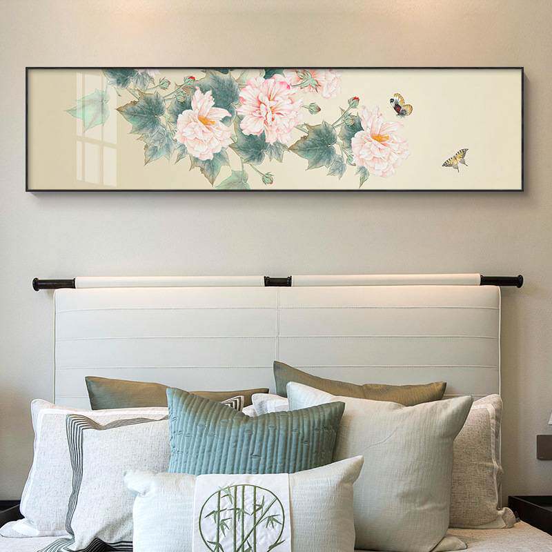 新中式床头画 卧室房间装饰画 温馨壁画横幅酒店宾馆挂画横版长条
