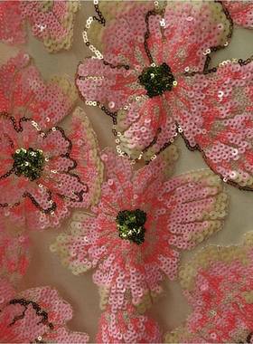 EG-192面1060-PK绣彩色亮片珠片花布刺绣料珠管亮片EG-19210绣多