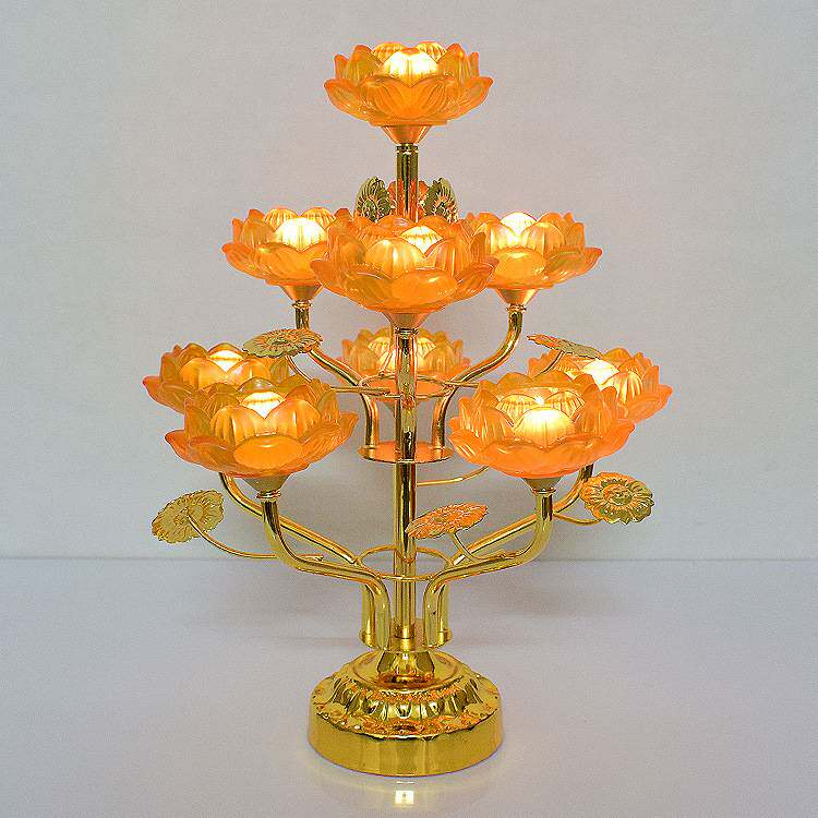 供佛琉璃莲花灯烛台酥油灯佛前灯架七星灯佛供灯供佛灯长明灯九品