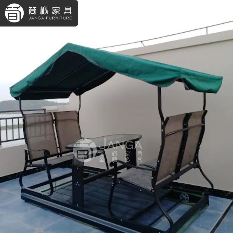 闲休闲外庭院摇椅四户人动力摇椅秋千台桌椅休带蓬遮阳防阳雨1(5
