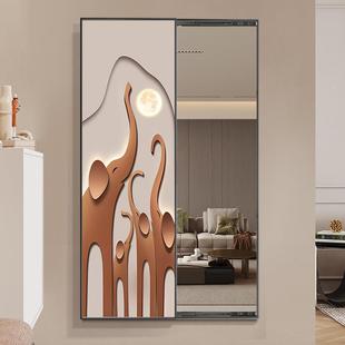 吉象镜装 身全穿衣镜卧客厅玄关挂子画可关闭推拉 饰画隐藏XW066式