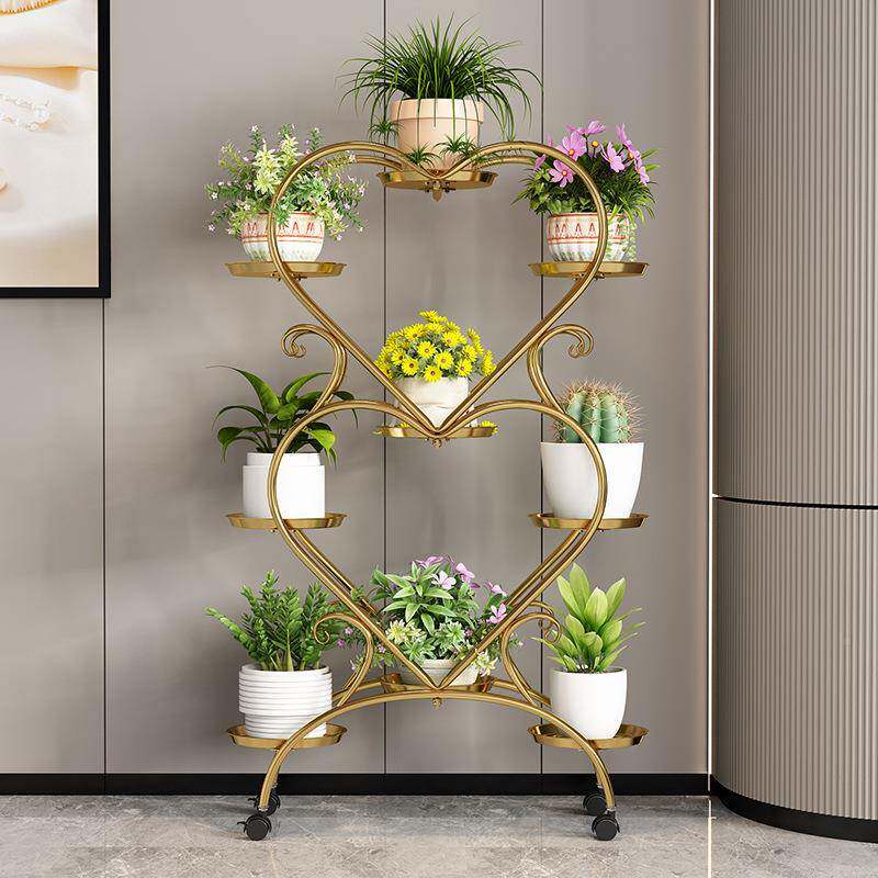 花厅无品牌/多层架阳台客置物架简多肉轮铁艺花盆托架绿植架现代