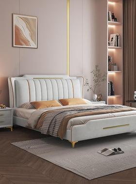 工PWT厂现主简约代主卧大气皮床.8米卧双人1床婚床免洗科技布床