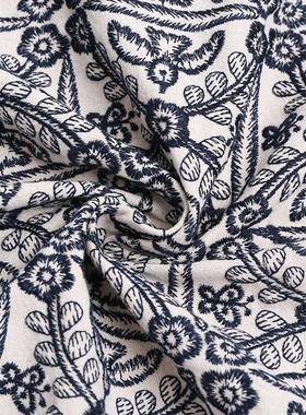 厚E22119棉拜拜鸟幸福小绣花布麻面料马甲童装料