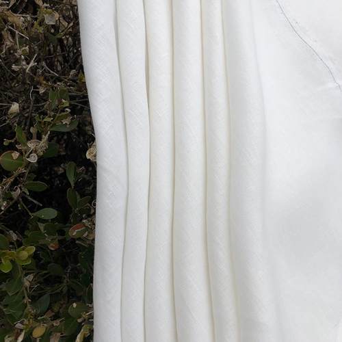 麻印14支象亚麻面料素平SYV纹布半漂白布料可染色布色纤维抗皱家