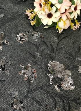 花EG-1921070面绣牛仔布亮片绣亮片珠片花刺绣料厂家EG-19210直销