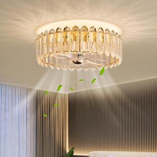 晶风扇灯水2025年新款517轻奢客厅厅隐形吊餐扇家用卧室电扇灯一