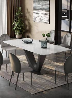 9C2024新款岩餐桌家用小户型约板现简代长方形黑G-91色意极简式桌