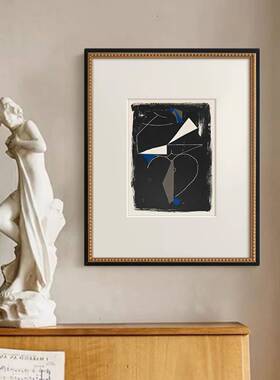 法式中抽古风黑白象挂画美式复古小众艺书术客厅房装饰画素手DC-0