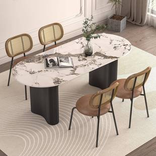 岩板餐桌现代简约客厅轻奢高端餐桌椅组家合网红桌餐厅用饭220sys
