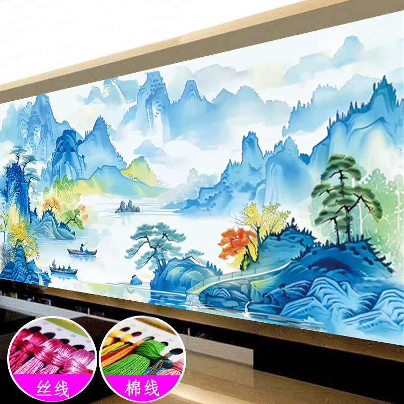 春江水暖图十字绣2025新款线绣客厅风景山水画大幅满绣自己绣手工