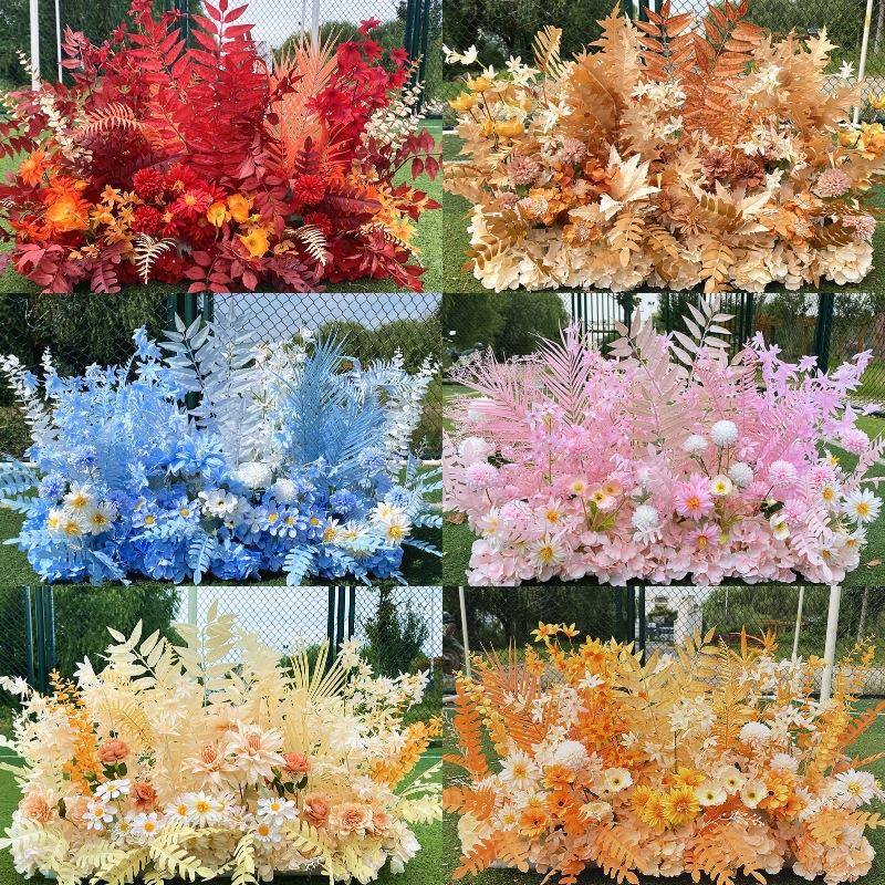 新款婚庆花排红引色香色色排花ltao6536森系婚礼舞台装饰槟花艺摆