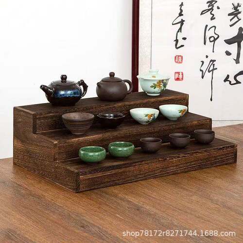 现货实木桌上置物架具展架多功能博示茶古架复0228茶古盘收纳木质