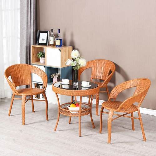 阳台桌椅藤椅三件套组合桌简约椅子户外休闲人小茶休几阳FUD台双