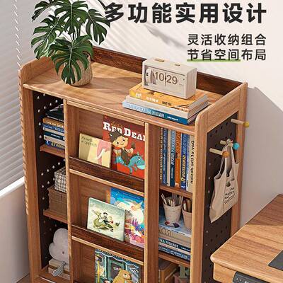 儿童书架实木书柜绘本全家用落地置宝推物架宝阅AIT读多功能拉门