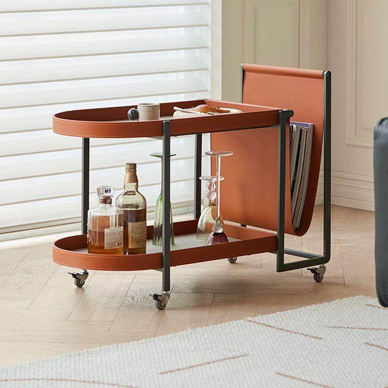 意式轻客奢可移动马鞍无品牌/皮边几沙发厅几带轮茶几家用不锈钢