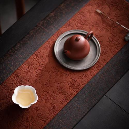 香云纱茶席CX021中式老料柞蚕手工染香茶云织冰梅纱泡茶垫盘布垫