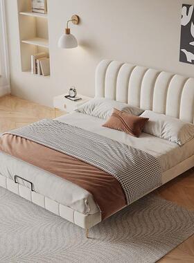 厂家直销现代油简意约猫抓布双人床主卧SUX81.米式实木奶风轻奢布