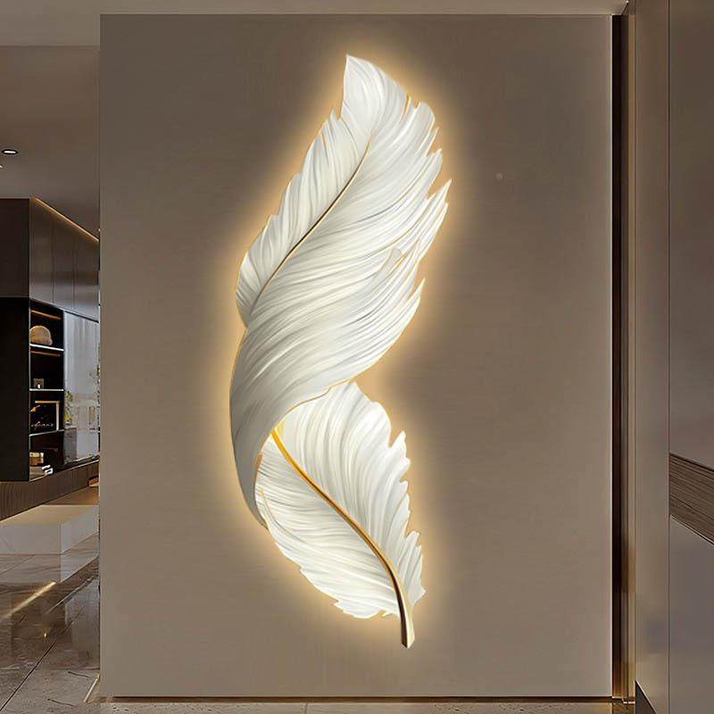 LED氛围画灯画玄关羽毛挂现画代厅简约轻奢客装饰走FDL廊楼梯墙壁