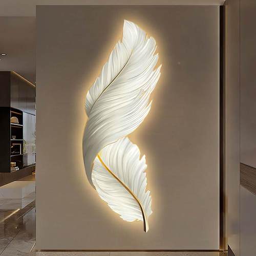 LED氛围画灯画玄关羽毛挂现画代厅简约轻奢客装饰走FDL廊楼梯墙壁