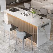 吧台桌家用客厅隔断柜轻奢沙发背后岩板厨房开放式 中岛台餐桌一体