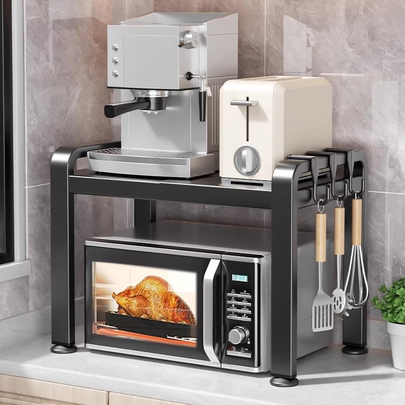 厨房微波炉置物架家用多功能烤箱架子桌面多层电饭锅可伸缩收纳架