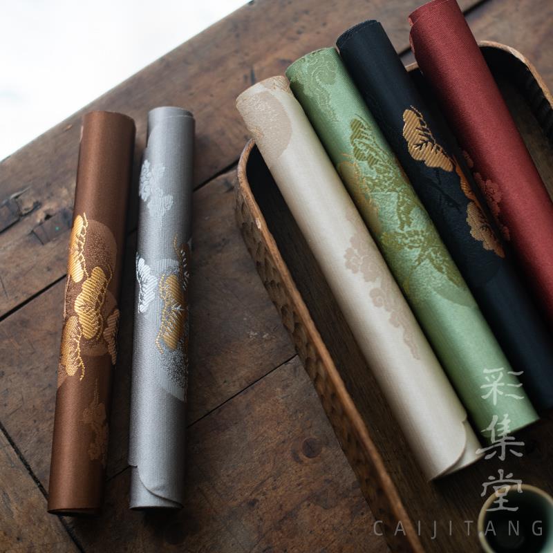 彩集堂秀丽金丝小茶席中式织绵云松茶台干泡桌布轻奢布艺桌垫