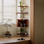 复古实木转角置物架书柜客厅墙角拐角三角柜卧室角落