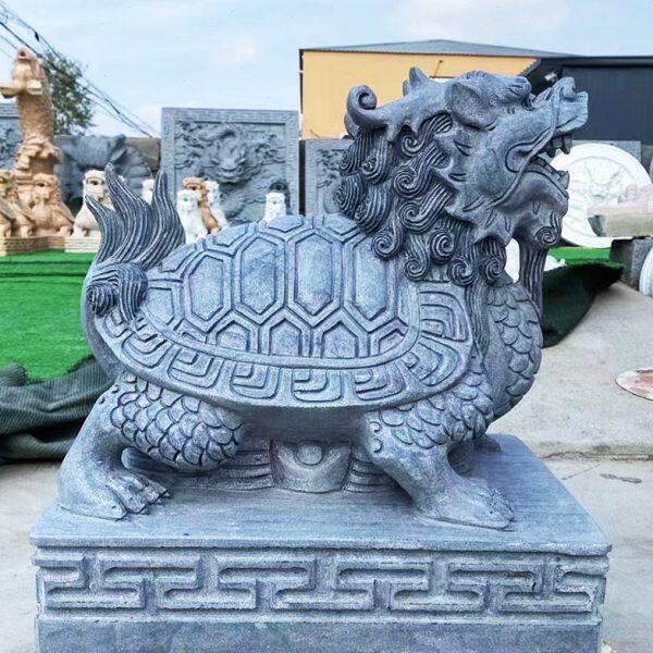 大型石雕瑞兽龙龟动物雕塑寺庙广场中式花岗岩池塘庭院吐水摆件
