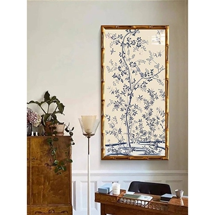 法式中国风装饰画喜上眉梢南洋中古风餐厅边柜挂画复古