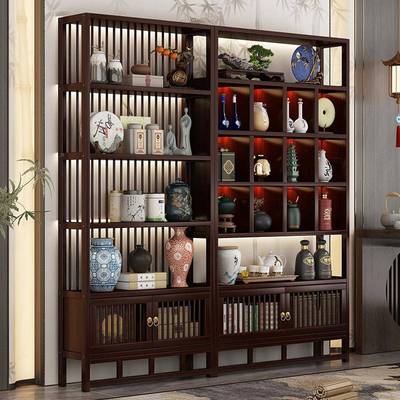 新中式古架茶柜置0622物架客厅展多宝非实木多阁层古董摆件示架博