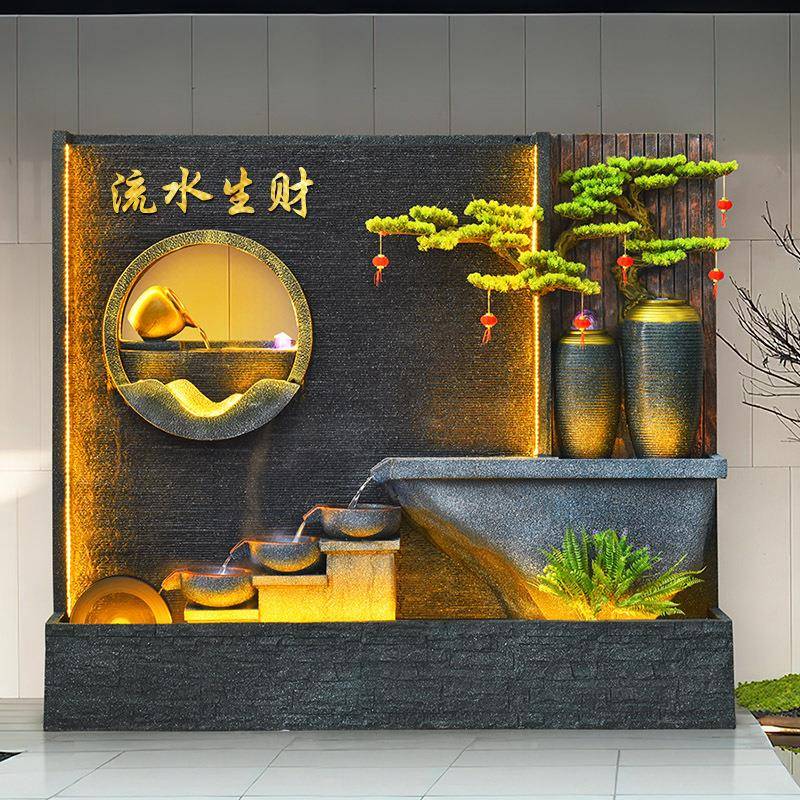 假山流喷水泉客厅循财环水招财风水轮办公生景JFG观鱼缸装室饰品
