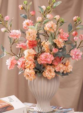 法花式假摆件山茶花轻餐桌仿真PDD71199花茶几花艺摆客厅玄关奢花