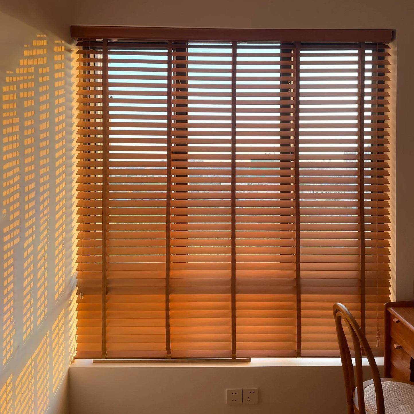 工厂百叶实木窗帘卧JSD-513质室百叶气窗新中式装简约木大百叶帘