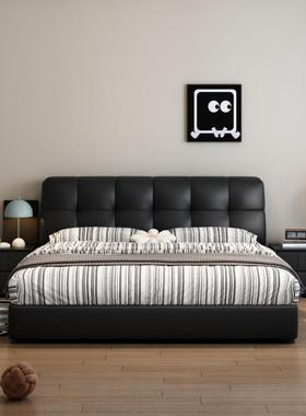 意式床主卧床现代泡约1.5简QTY米户型婚床黑色芙软小包床储物床厂