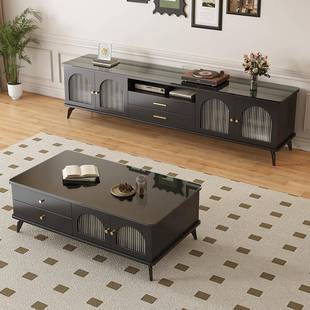 视柜复 325古电 实电视柜茶几组合客厅家用小户型轻木奢法式 DSG