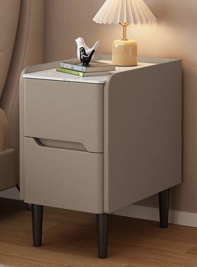 实木柜迷你床头现m代简约25c储物柜小型智能柜轻奢板超窄岩239床