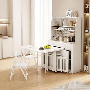 小9W实奶一油风可折叠岩板餐桌餐边柜体两用现代简约家m09用木户