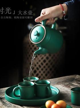 壶岩茶gfcj-190壶陶瓷大容量复古茶壶大号尚中式壶单带过滤泡茶套