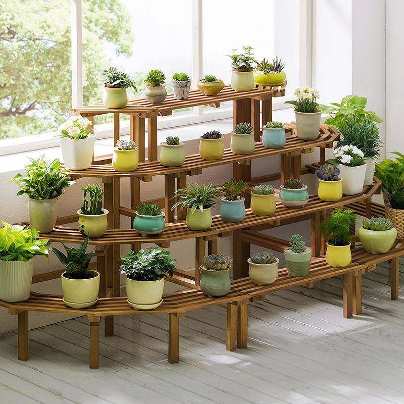 I实木转角架子多SMJTJ肉多层室内1省空间落地式阳台物木质植花盆