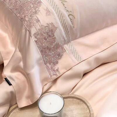 夏高凉奢玛mlc洛超驰细旦爽天丝四件套柔春软亲肤刺绣被套裸睡床