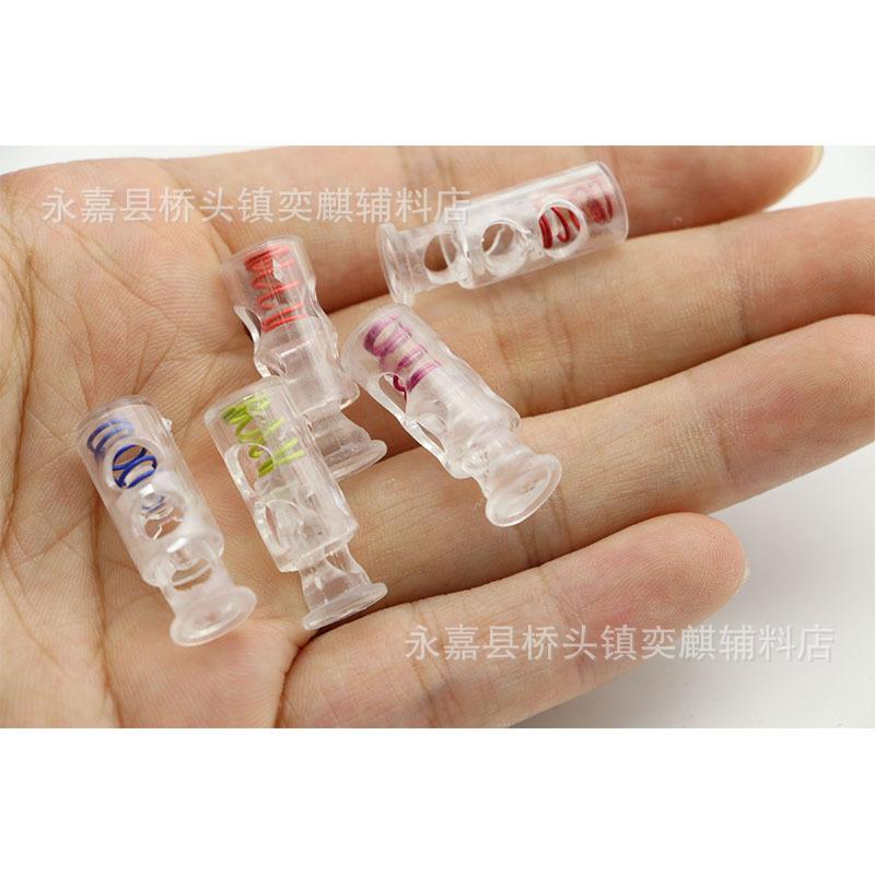 现货彩色弹簧扣抽绳滑松紧孔调绳止节扣尼龙圆柱形双止ZUH弹力绳