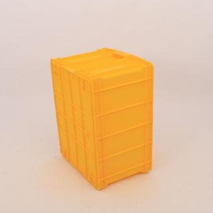 黄色70090高带盖 注塑周箱带盖大号工业塑料箱配盖可ZFK推转周转