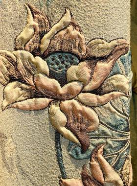 布艺窗帘厂家24602销高精密新4直D大高浮雕荷花客厅卧室档成品中