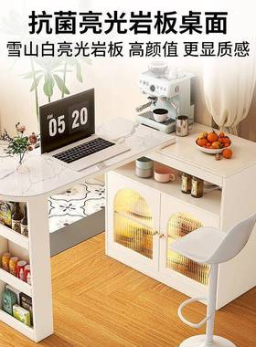 板岩隔台桌家用客厅中岛台餐桌实木餐边柜PCQ奶吧油风小户型阳台断柜