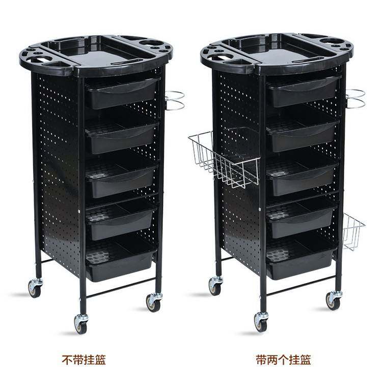 跨境黑色时尚发廊多功能多层工具推车烫发工具车美发推车多层抽屉