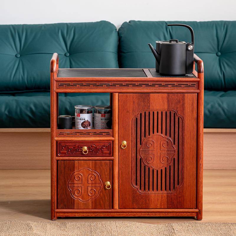 花梨木移动车家用小茶台茶烧水壶123995一体木式茶水柜厅阳客台实