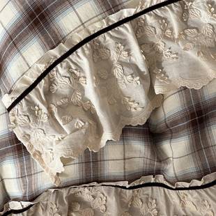 法复古子全色TZL式织双层纱四件套韩版轻奢超大蕾棉丝花边被格套