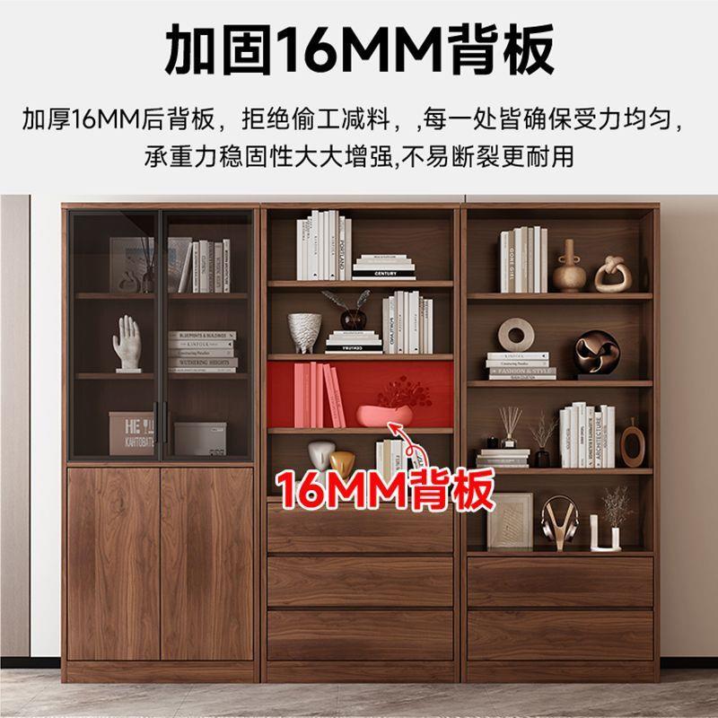 实木书柜安装包QML落地卧室储书柜璃门玻家用客厅展示柜办公室物