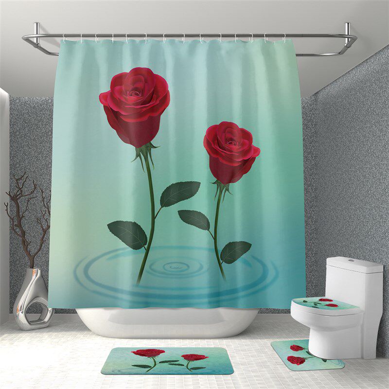 源头 热卖 浴室涤纶防水浴帘 隔断帘子免打孔